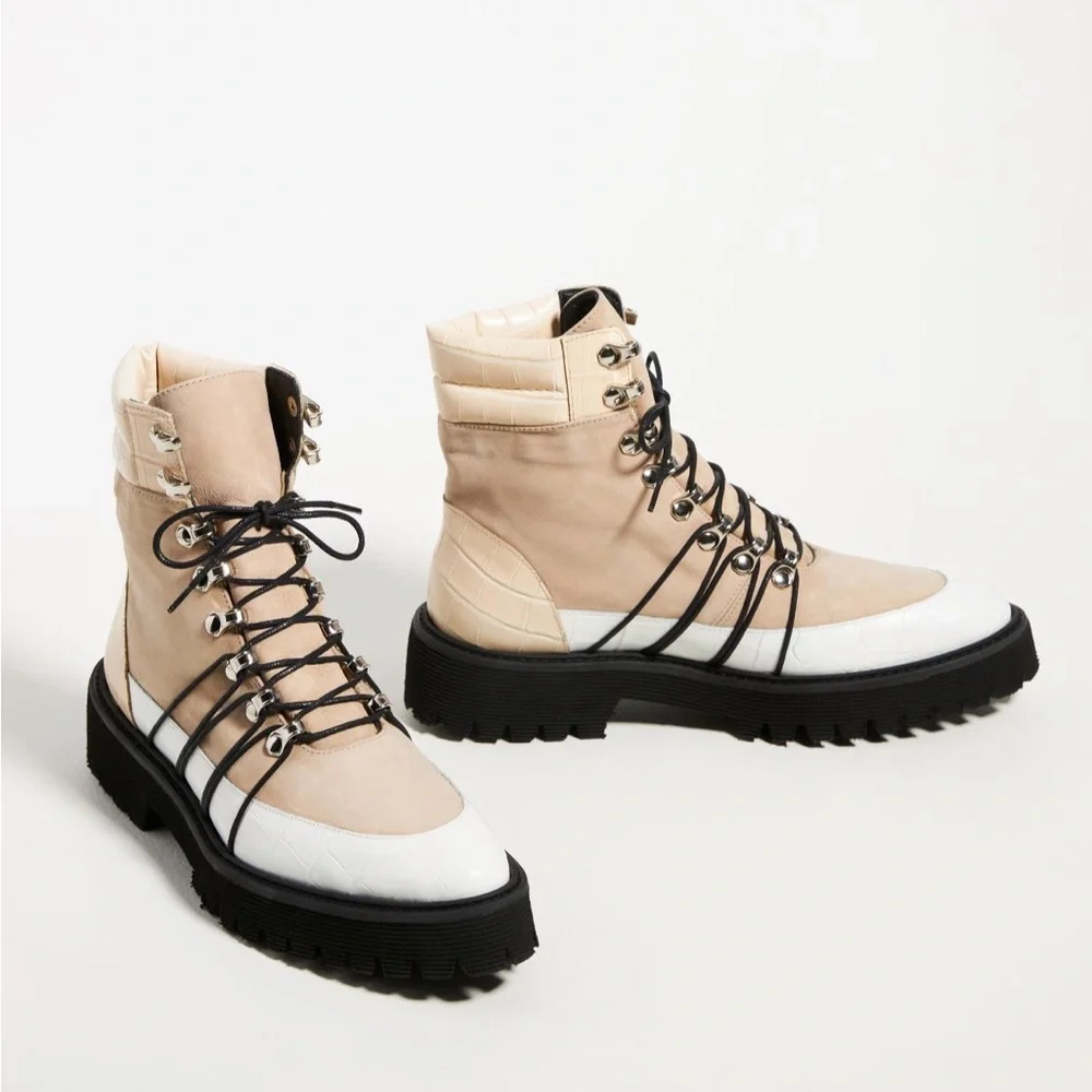 Freda Salvador Claudia Lace-Up Boots in Khaki - Picture 1 of 11
